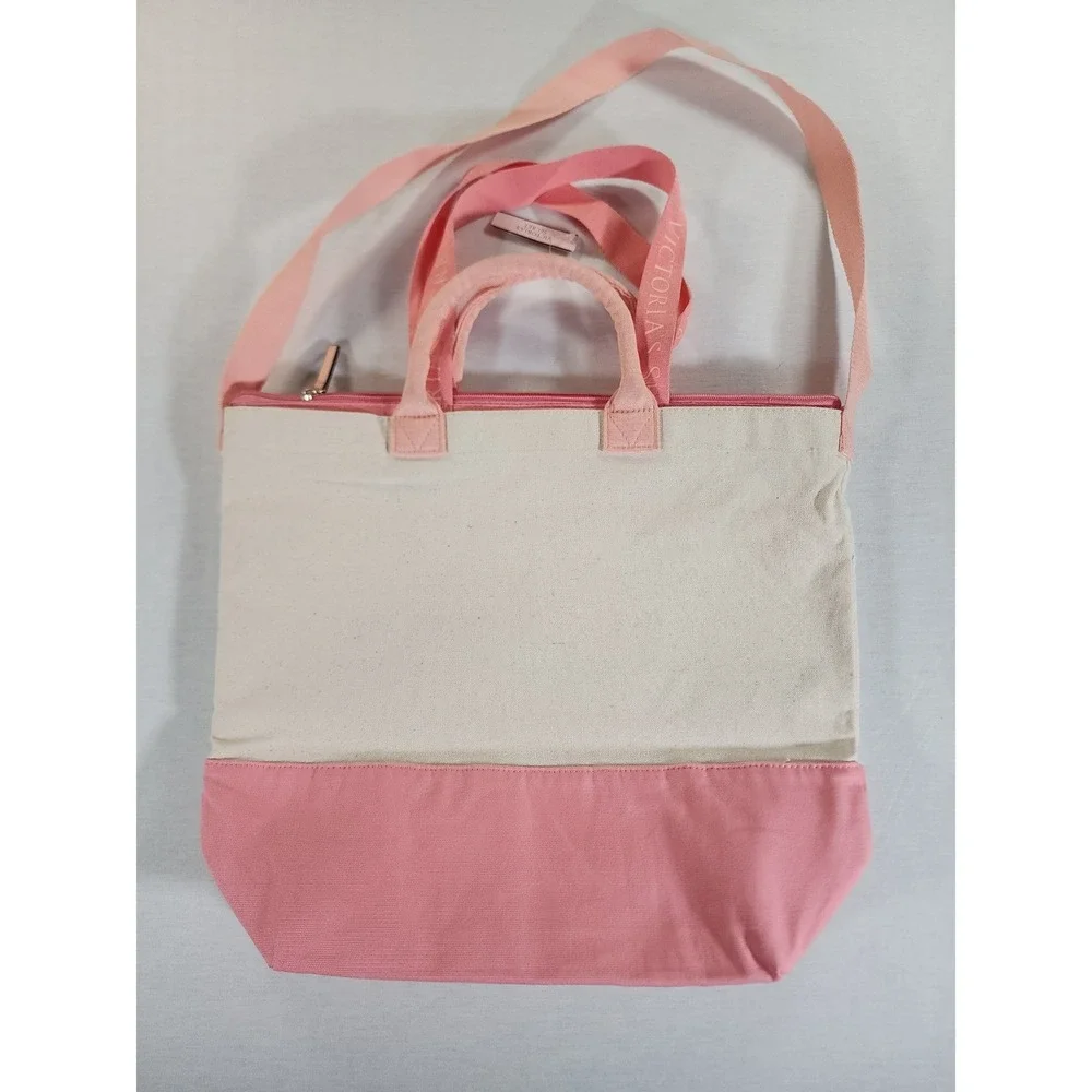 NEW Victoria's Secret 2 in‎ 1 Cooler Tote Bag Womens Pink Canvas Insulated Beach